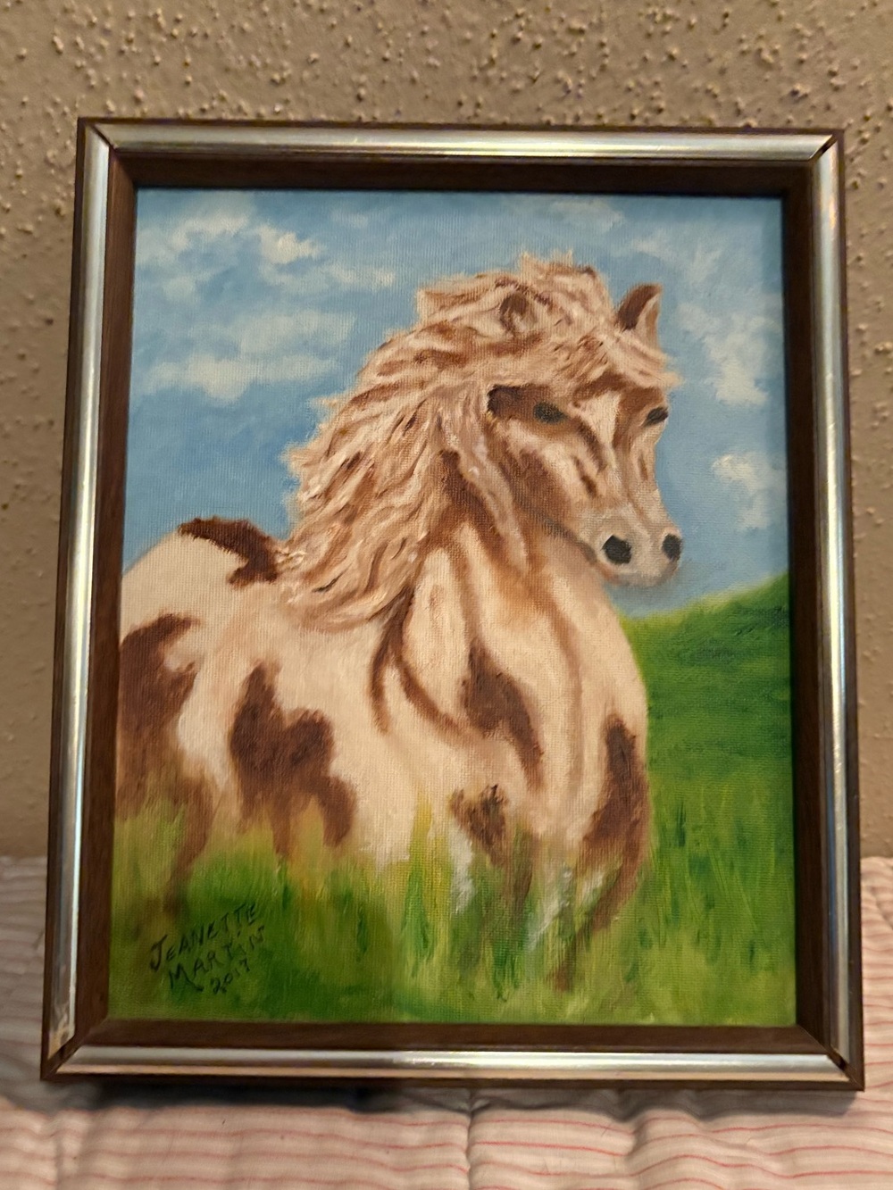 Framed Orginal Oil Painting Brown and Cream Horse Canvas Wall Art